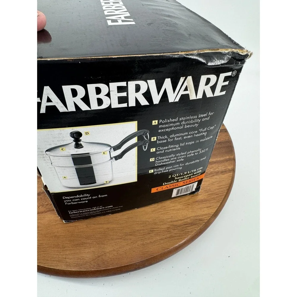 Farberware Double Boiler Saucepan 2QT New Silver Stainless Steel Classic Series‎